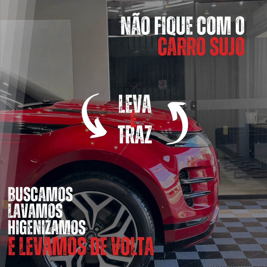 Range Rover Evoque vermelho na Trust Detail — serviço de lavagem detalhada com busca e entrega
